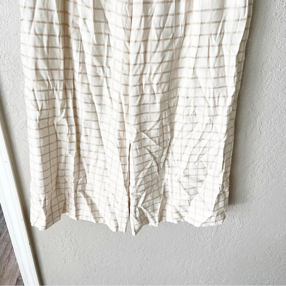 Anthropologie Pants Women's 6 Elevenses Windowpane Culottes Linen Blend Coastal - Picture 6 of 11